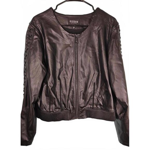 Guess Women's Black Faux Leather Black Jacket XL - Picture 1 of 8